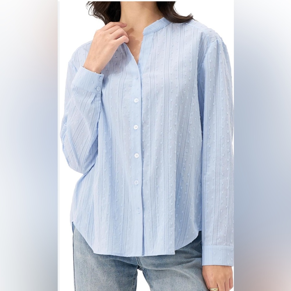 NEW Long Sleeve Shirt Embroidered Eyelet Button Down Career 100% Cotton Top S